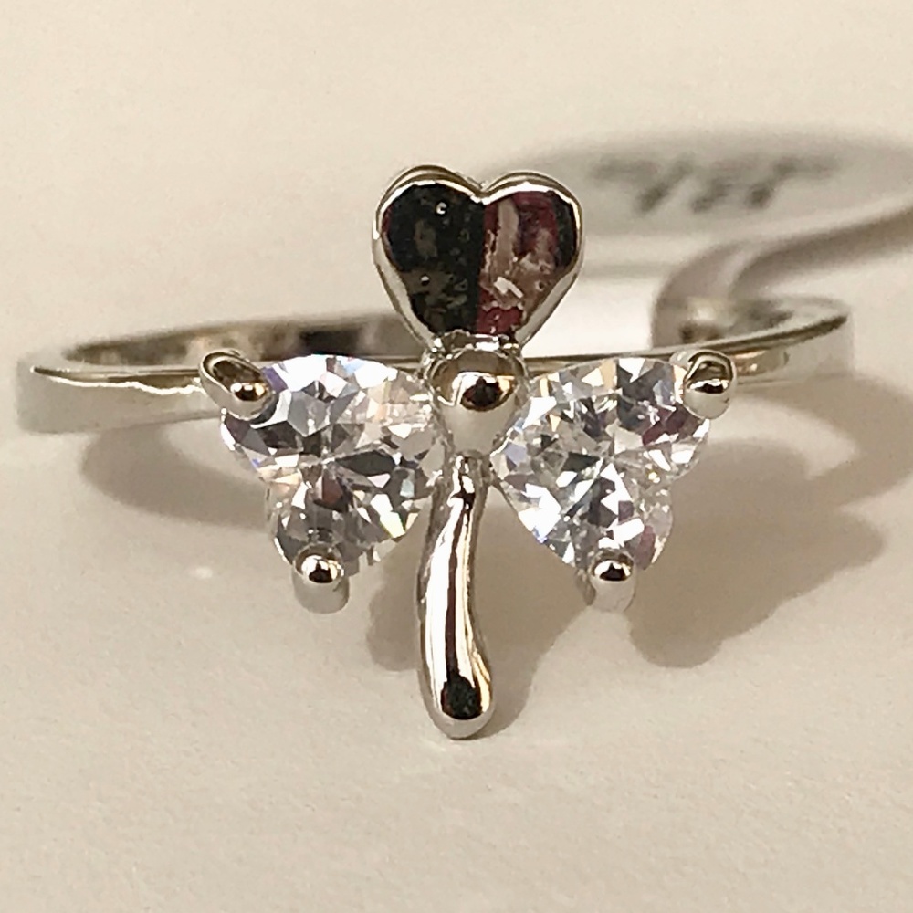 Silver Irish Shamrock Cocktail Ring Size 8 9 10 Plated St Patricks Day Clover